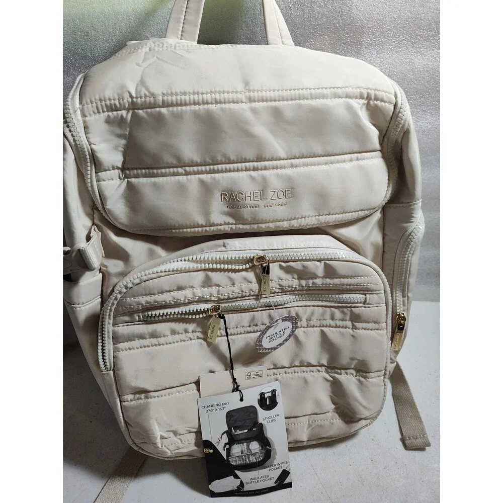 Rachel Zoe Diaper Pack With Changing Mat White Pocket Insulated Bottle Pocket